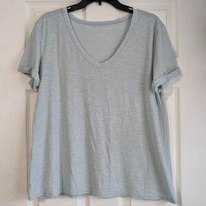 American Eagle Women's Light Blue V-Neck Top